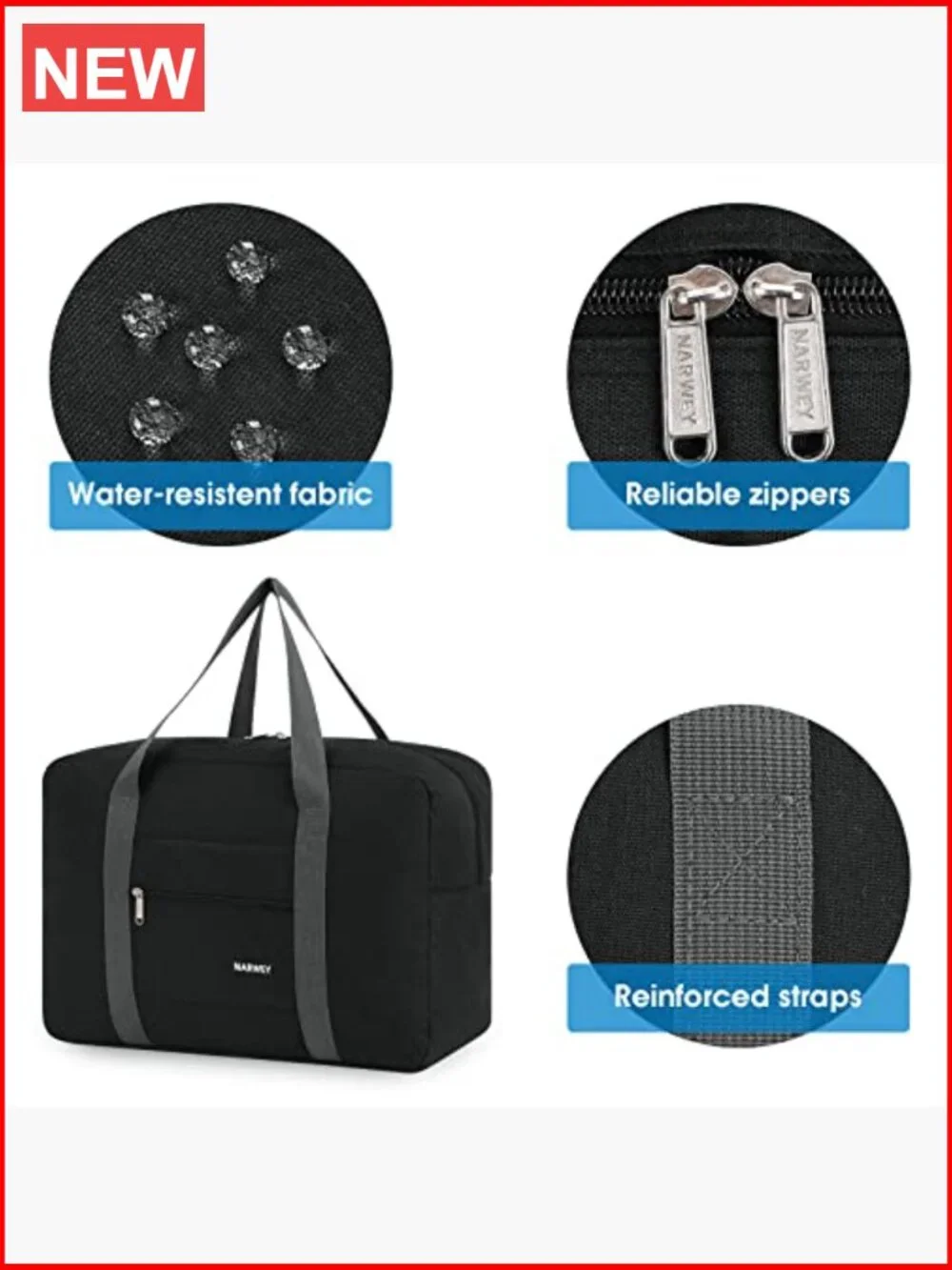 Personal Item Travel Duffel Bag Foldable Carry on with Laptop Compartment